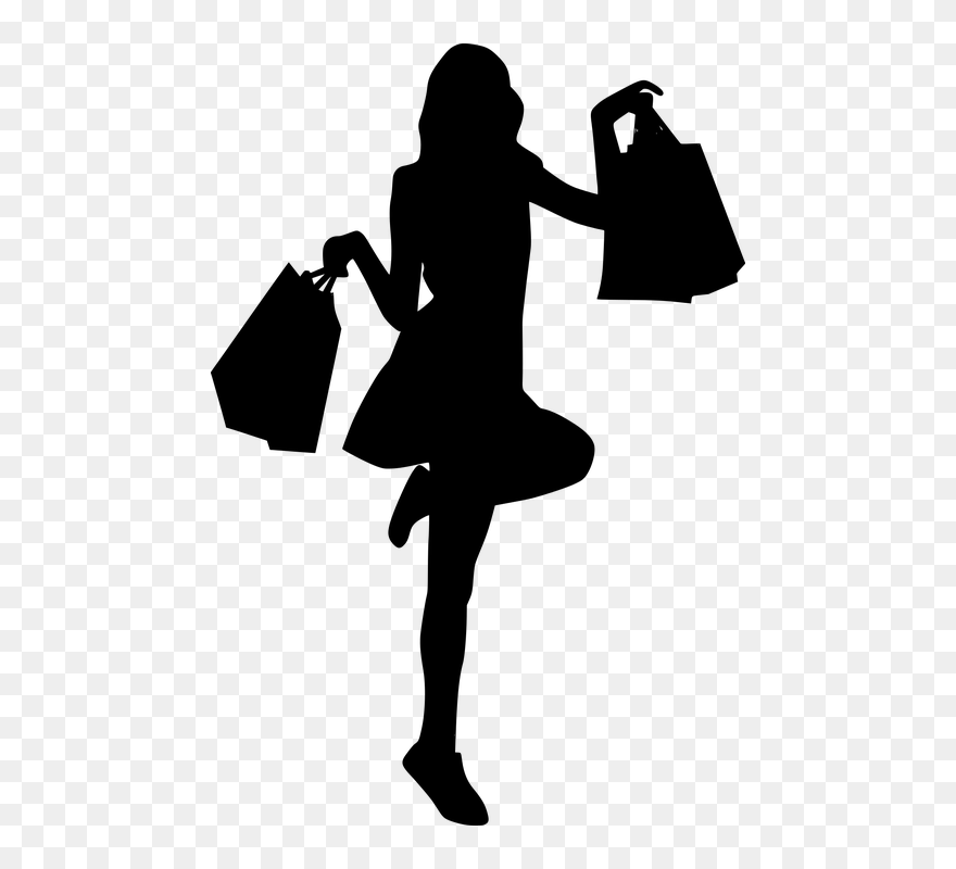 Girl With Shopping Bags Silhouette Clipart