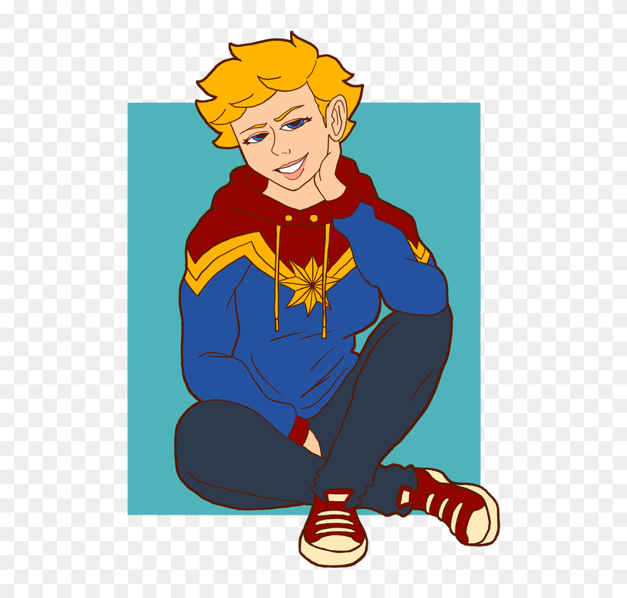 Captain Marvel Clipart Justice League - Captain Marvel Casual Fanart - Png Download