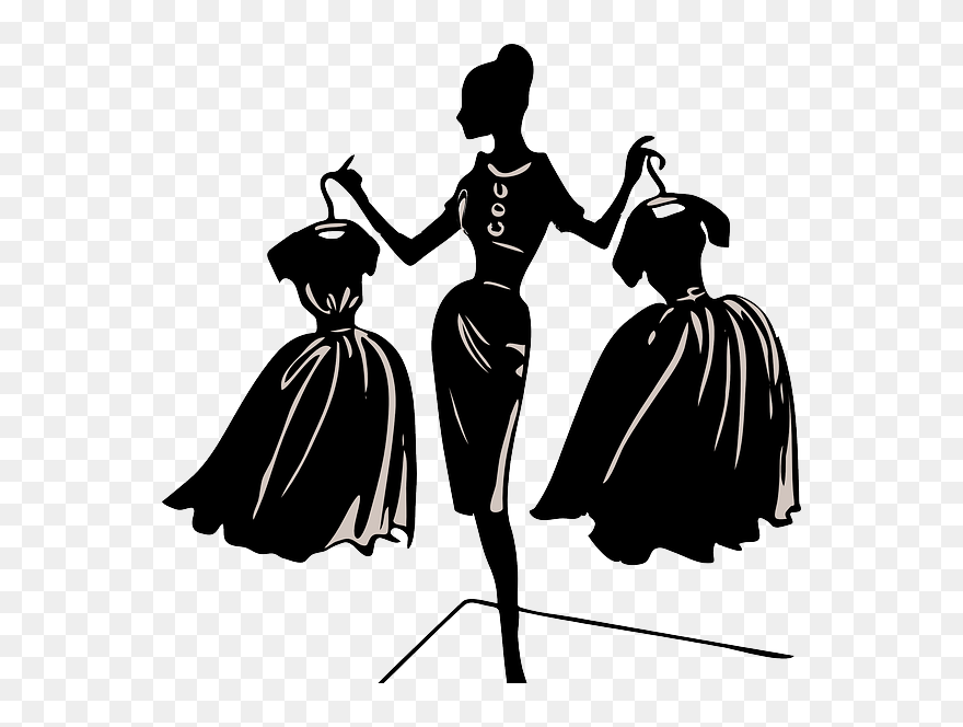 Transparent Fashion Clipart Black And White - Women Fashion Show Illustration - Png Download