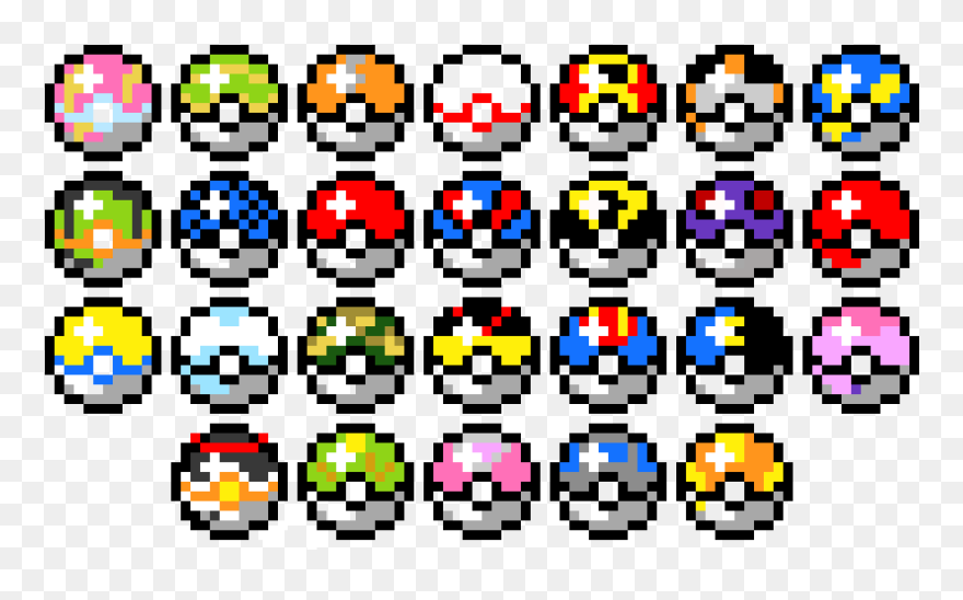 Pixel Art Pokeballs , Png Download - Pixel Art Pokemon Pokeball Clipart