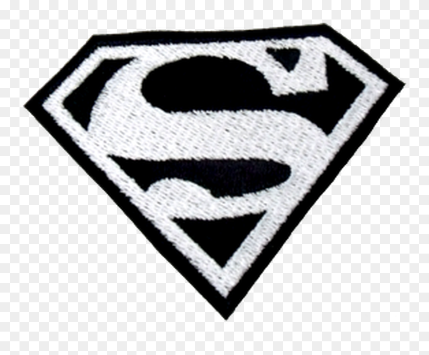 Black And White Superman Embroidered Patch - Superman Logo Clipart
