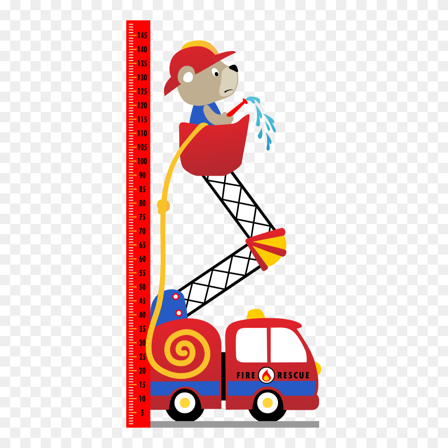 Fire Engine Height Chart Height Chart Wall Sticker - Medidor Altura Para Niños Coches Clipart
