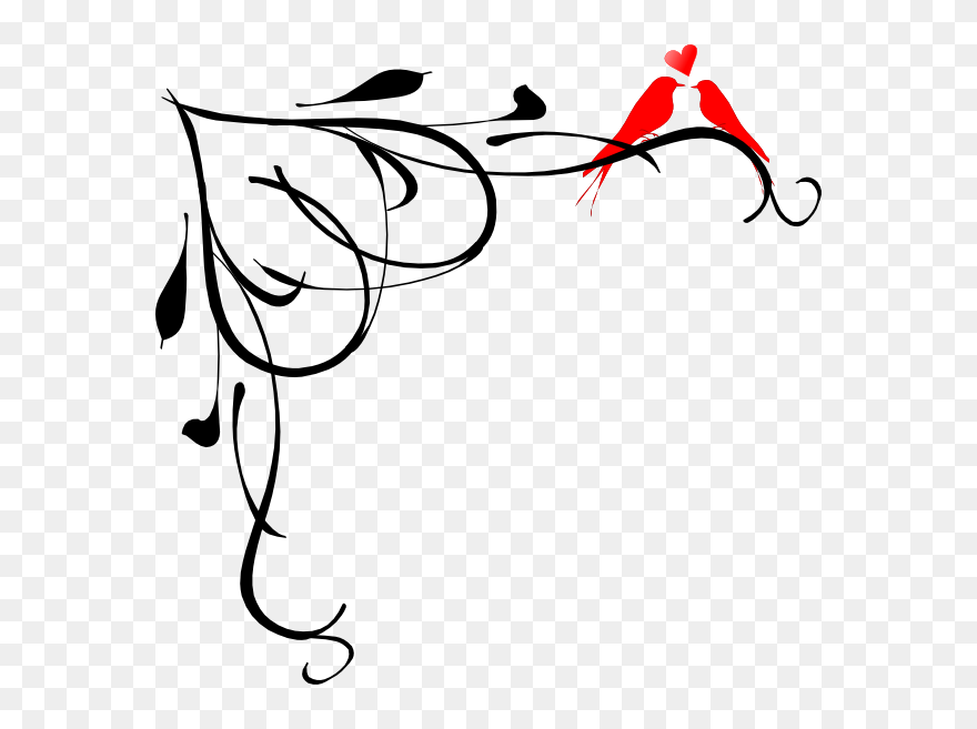 Love Birds Black And White Clipart