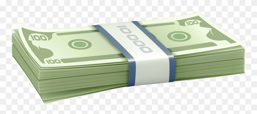 Stack Of 100 Green Banknotes Png Clipart - Paper Money And Coins Transparent Png
