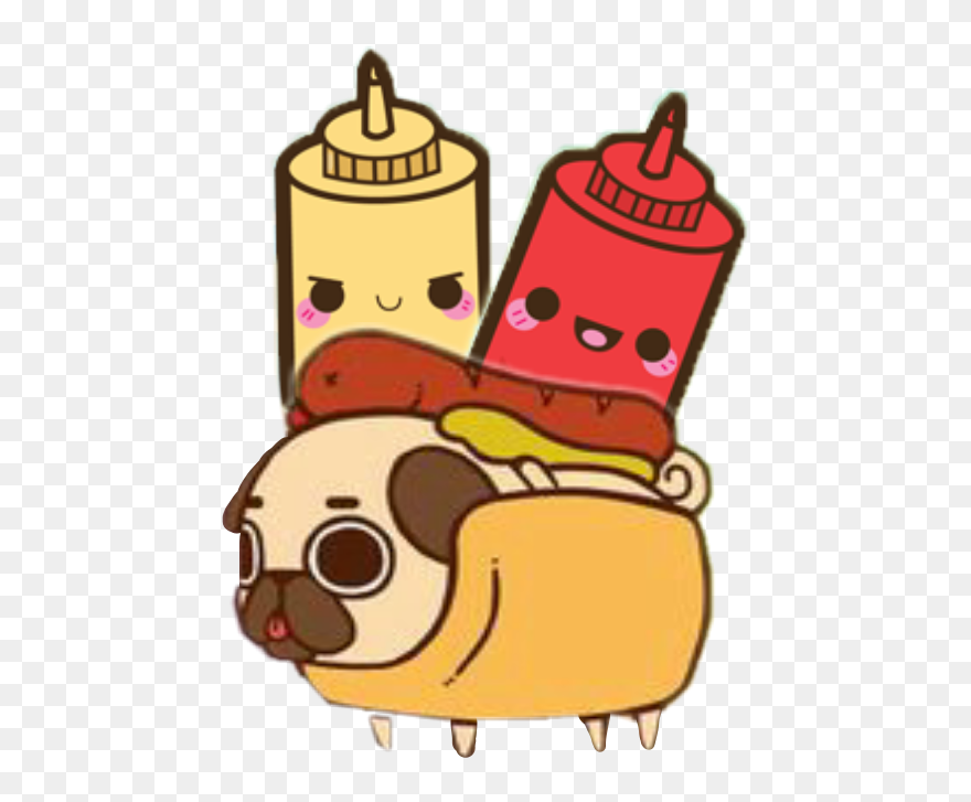 #hotdog #ketchup #mustard - Pug Chibi Clipart