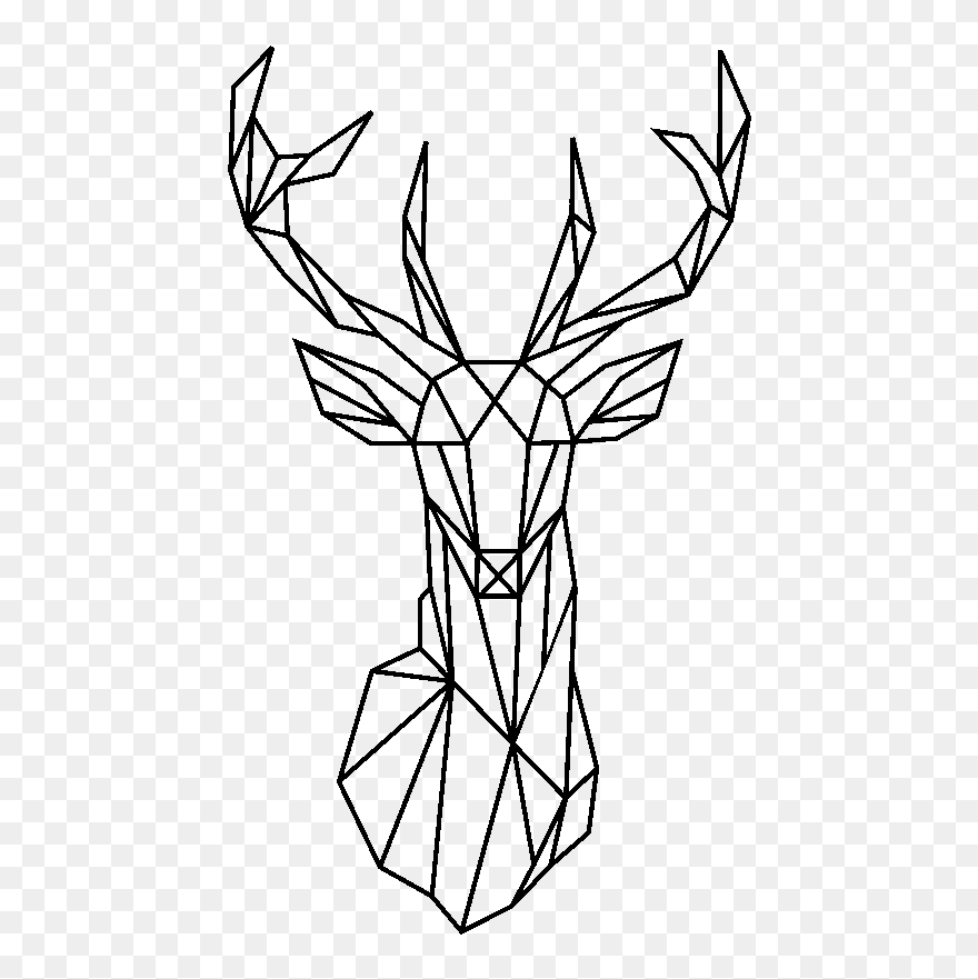 Deer Wall Decal Sticker Geometry - Tete De Cerf Origami Clipart