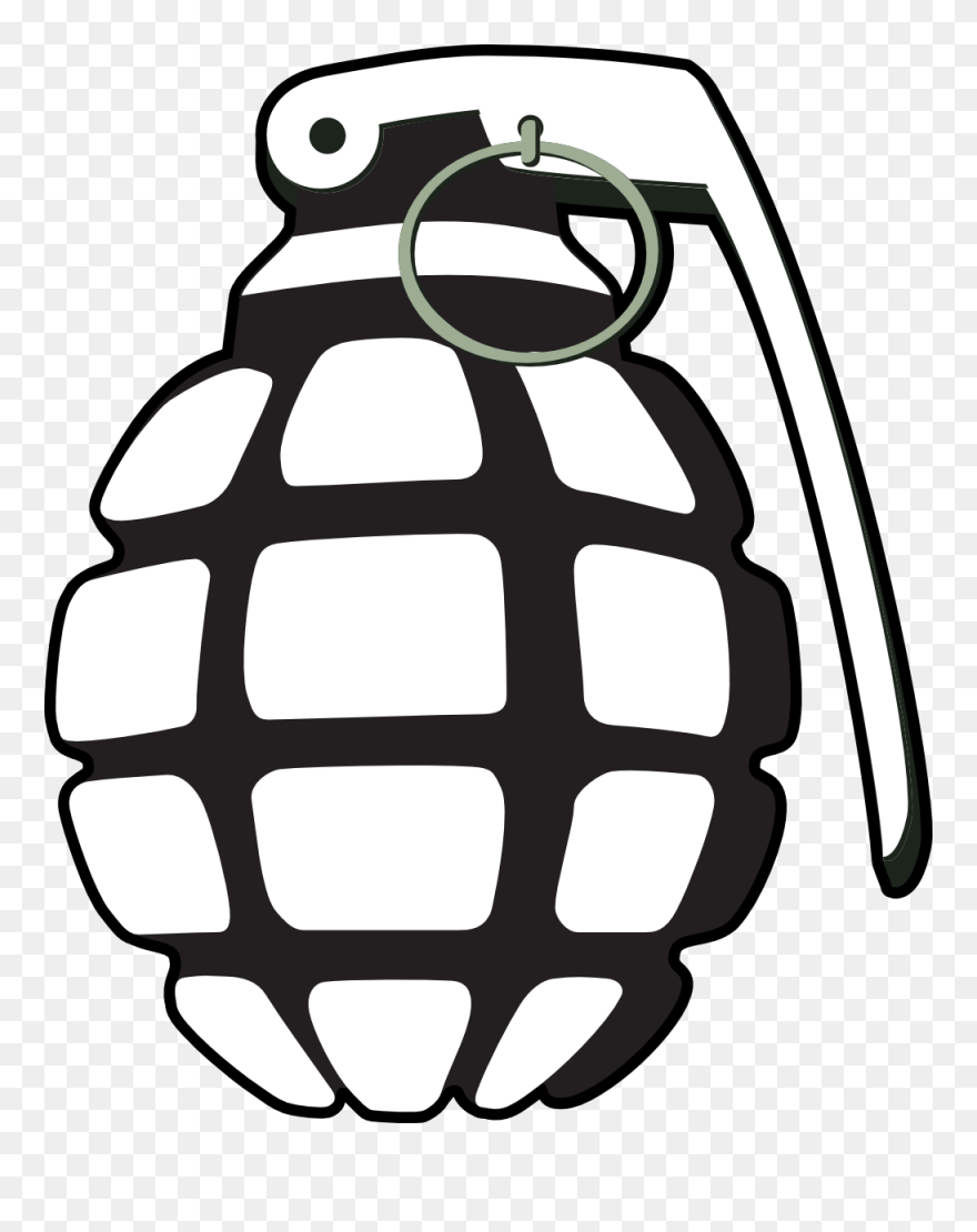 Army Grenade Clipart - Grenade Black And White - Png Download