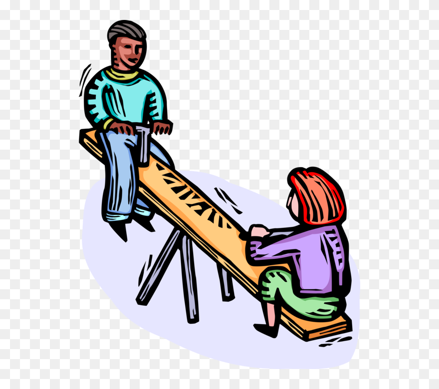 Vector Illustration Of Children Play On Playground Clipart