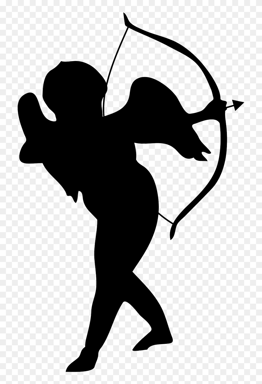 Silhouette Heart Clip Art - Clip Art Cupid Png Transparent Png