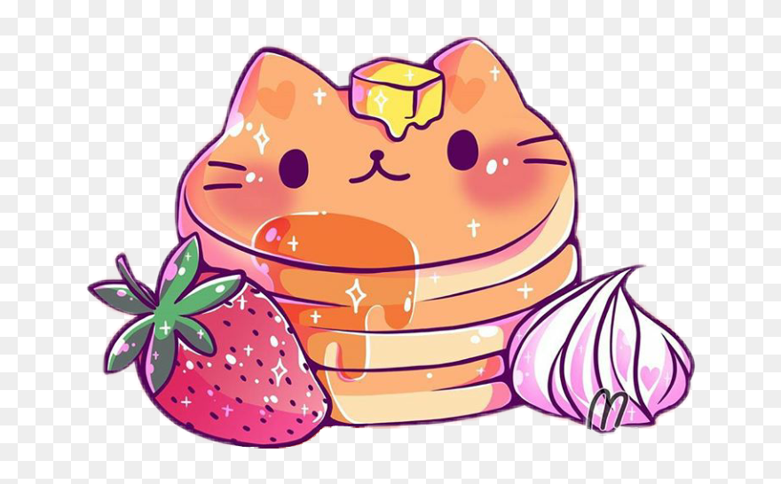 Pancakes Clipart Kawaii, Pancakes Kawaii Transparent - Kawaii Pancake Cat - Png Download
