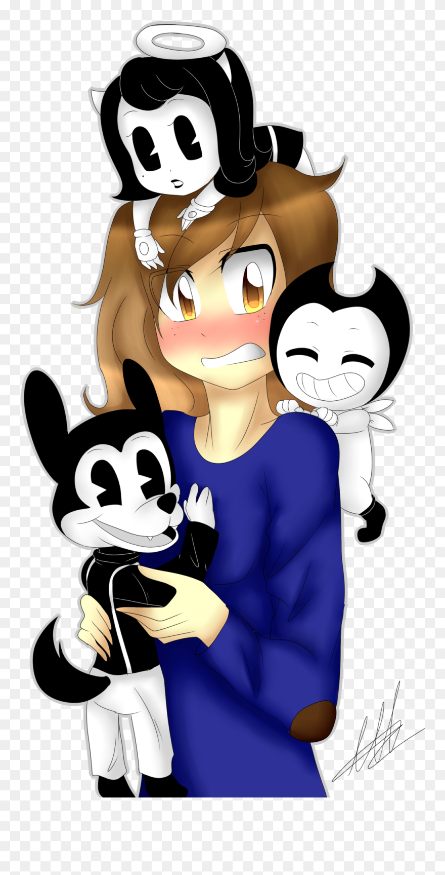 Transparent Anime Angel Png - Cute Bendy Boris And Alice Clipart