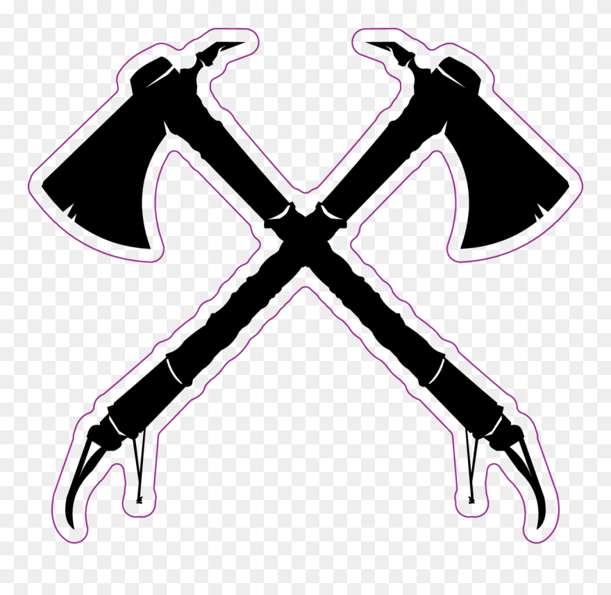Crossed Tomahawks Sticker - Tomahawk Silhouette Clipart