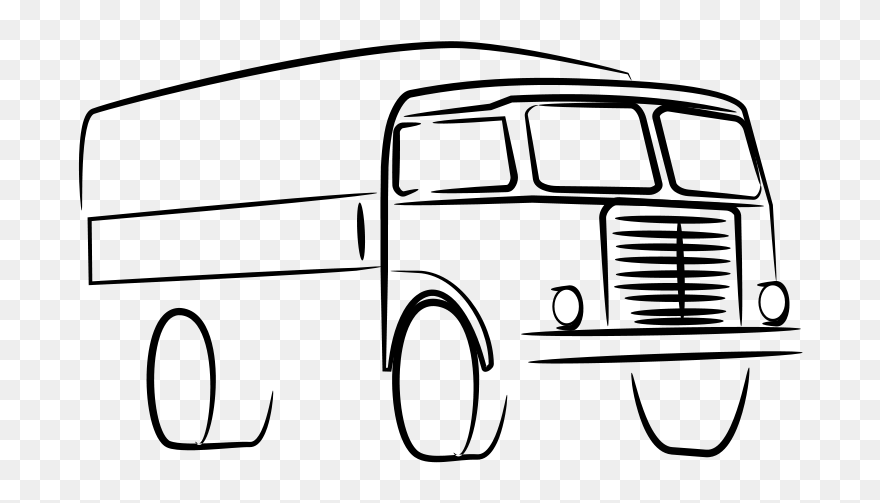 Truck Clipart Black And White - Png Download