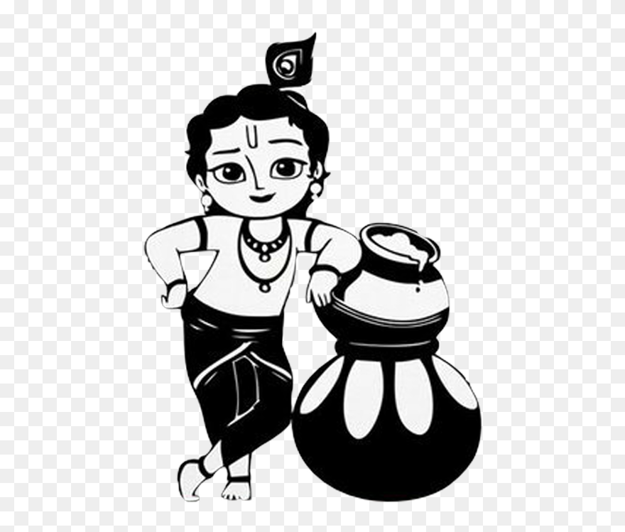 Krishna Black And White Clipart