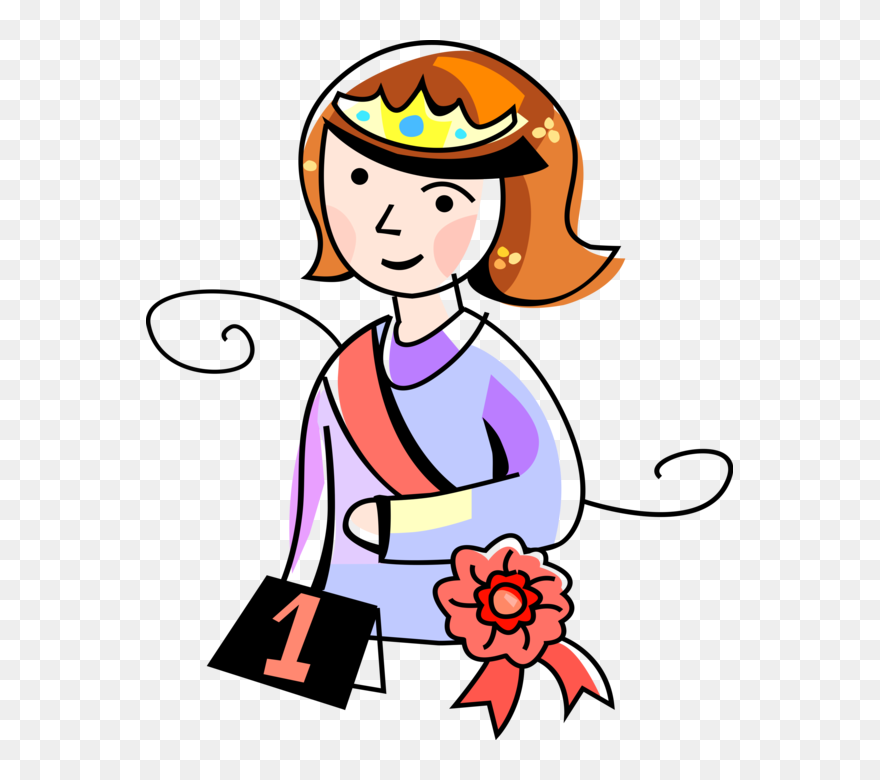 Vector Illustration Of Beauty Pageant Winner Queen - Beauty Pageant Clipart