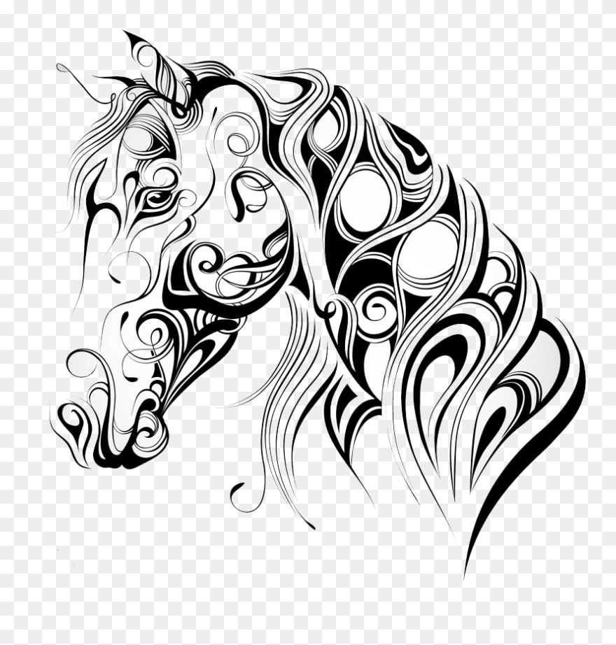 American Quarter Horse Mustang Silhouette Horse Head - Outline Horse Head Silhouette Clipart