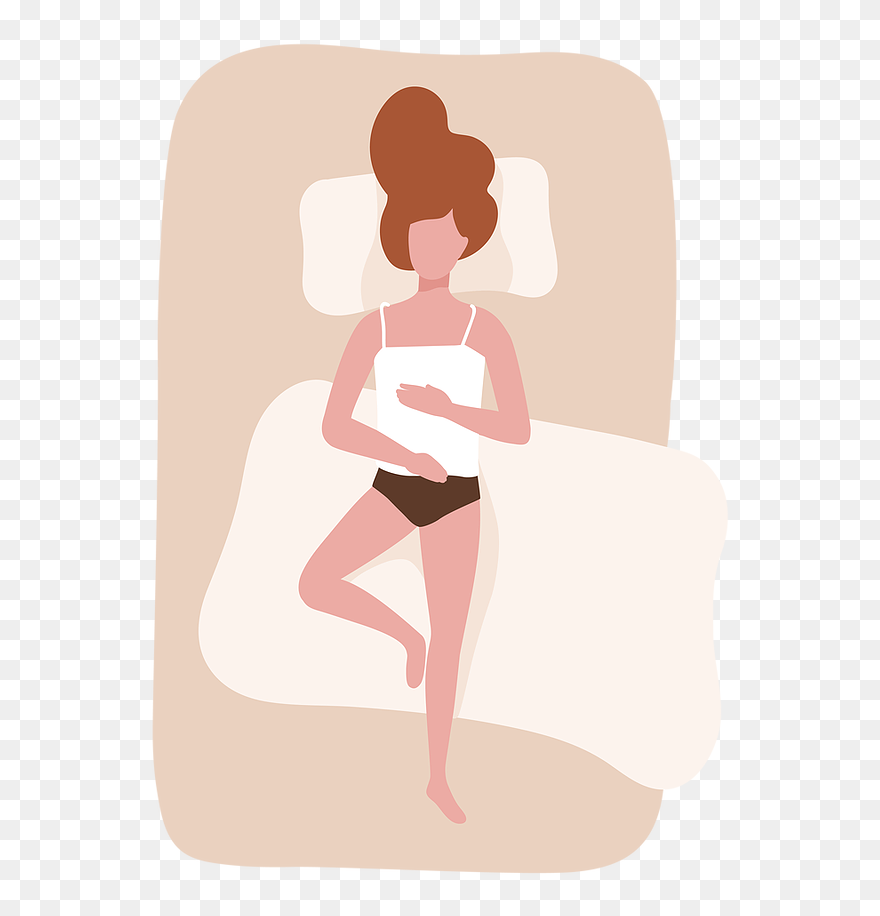 Girl Laying On Bed Cartoon Top View Clipart
