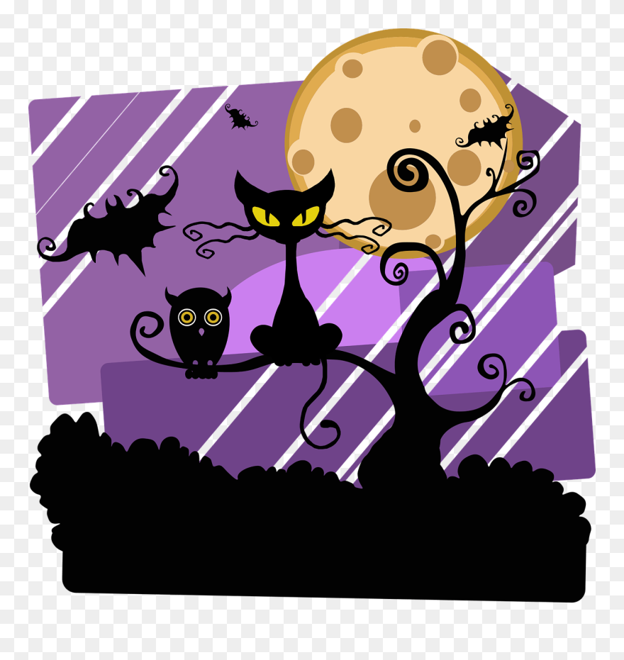 Cats’ Night Crazies Driving You Crazy - Halloween Scene Clip Art - Png Download