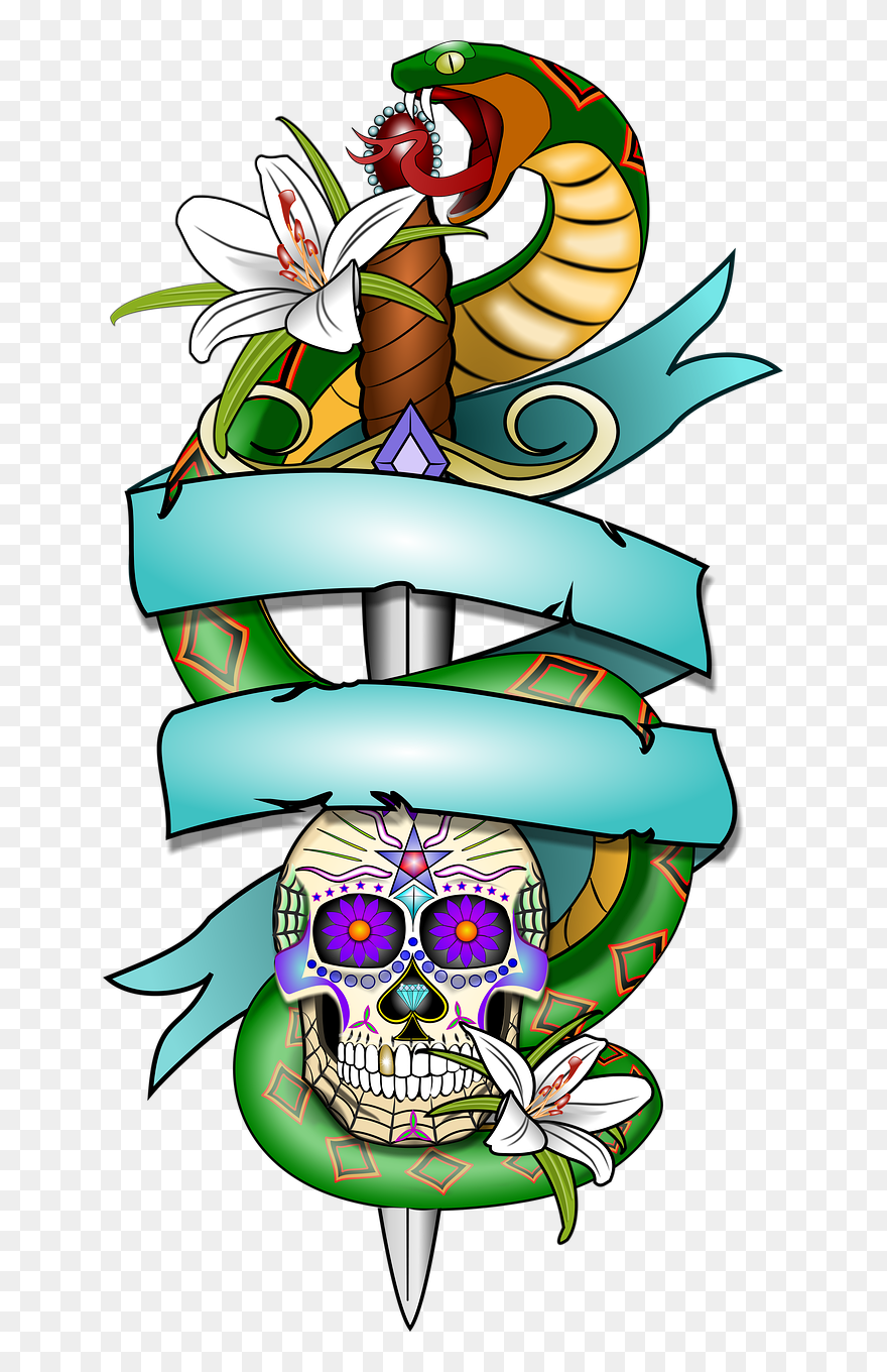 Desain Tato Gambar Ular Clipart