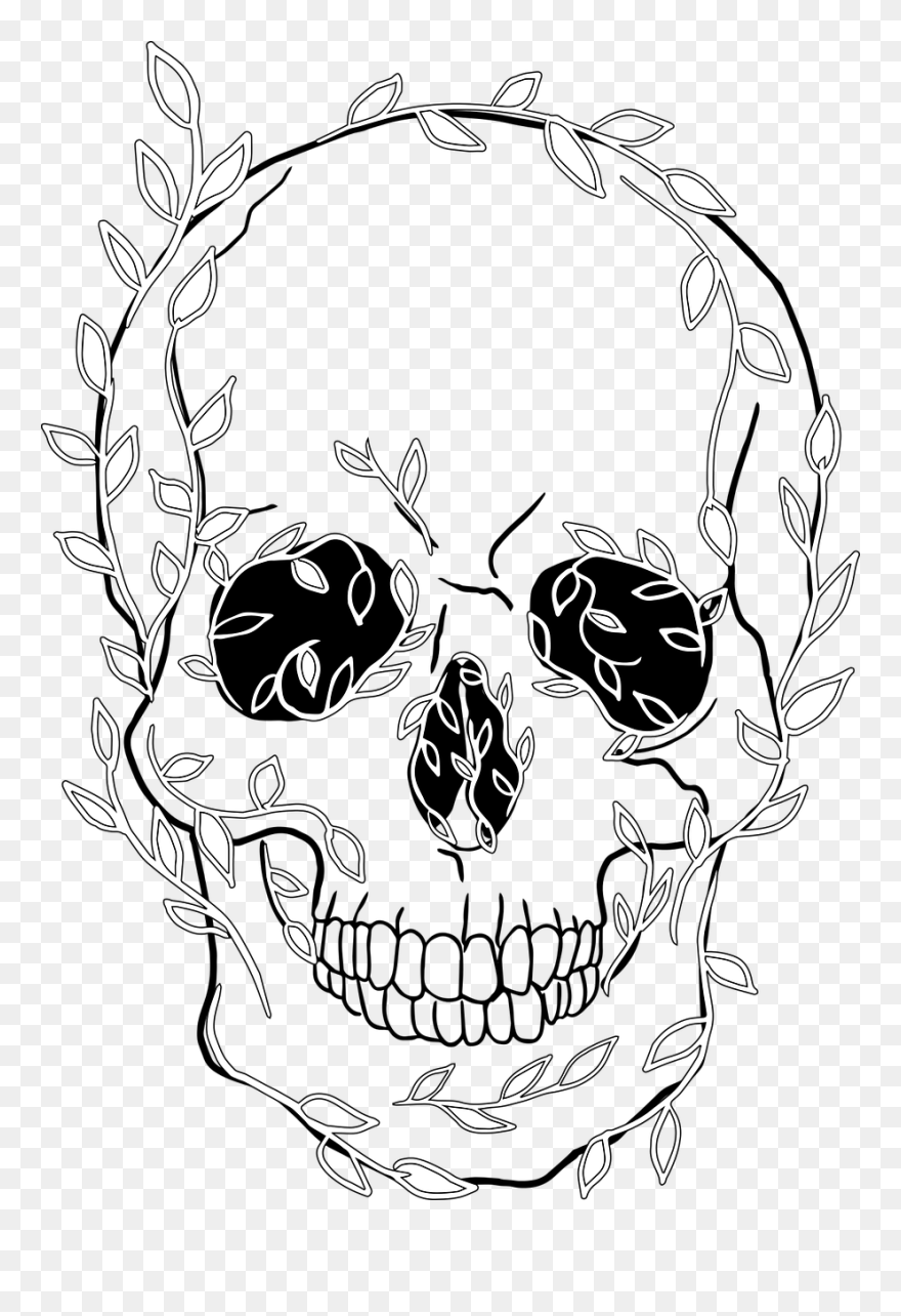 Skull Leaves Rock Free Photo - Vector De Rock Craneo Clipart