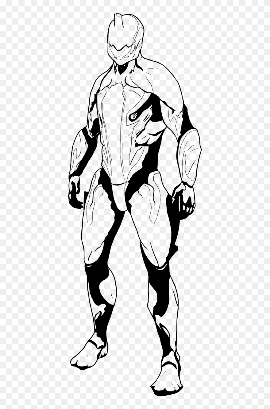 Fan Clipart Colouring - Warframe Black And White - Png Download