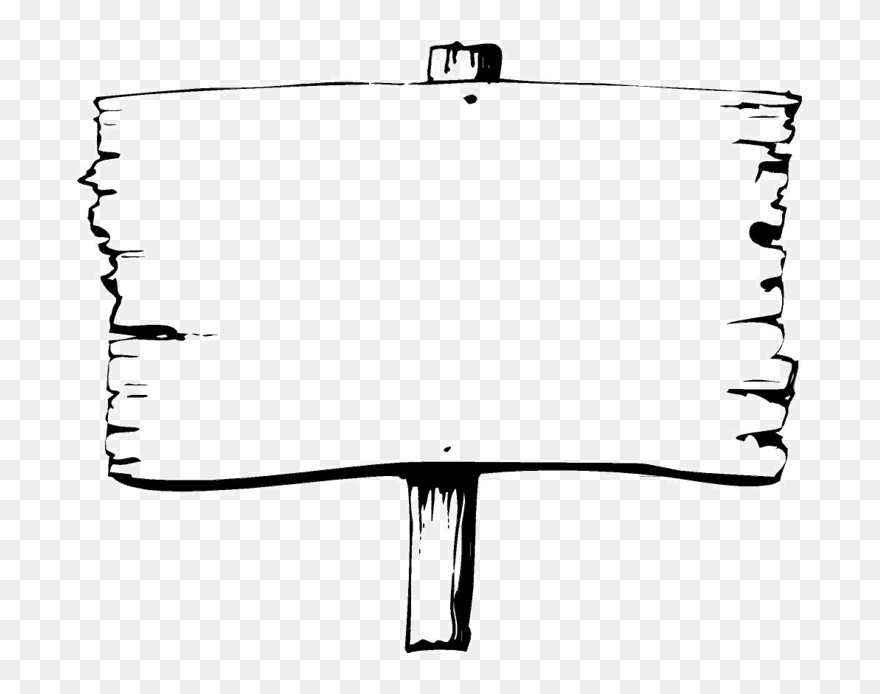 Wooden Sign Black And White Clipart