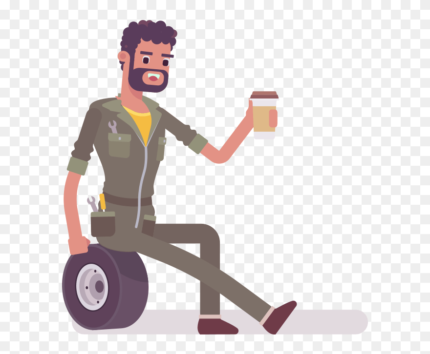 Getting New Tires - Cartoon Clipart