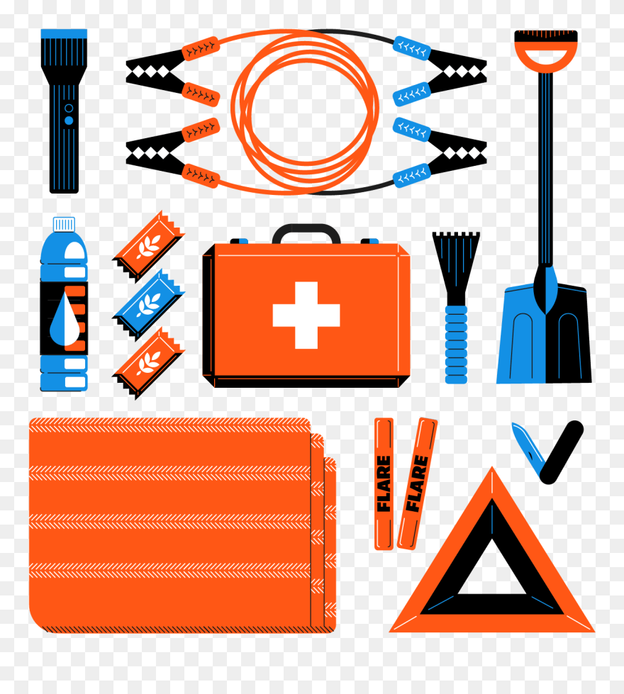 Winter Emergency Kit Supplies - Emergency Winter Car Kit Clipart - Png Download