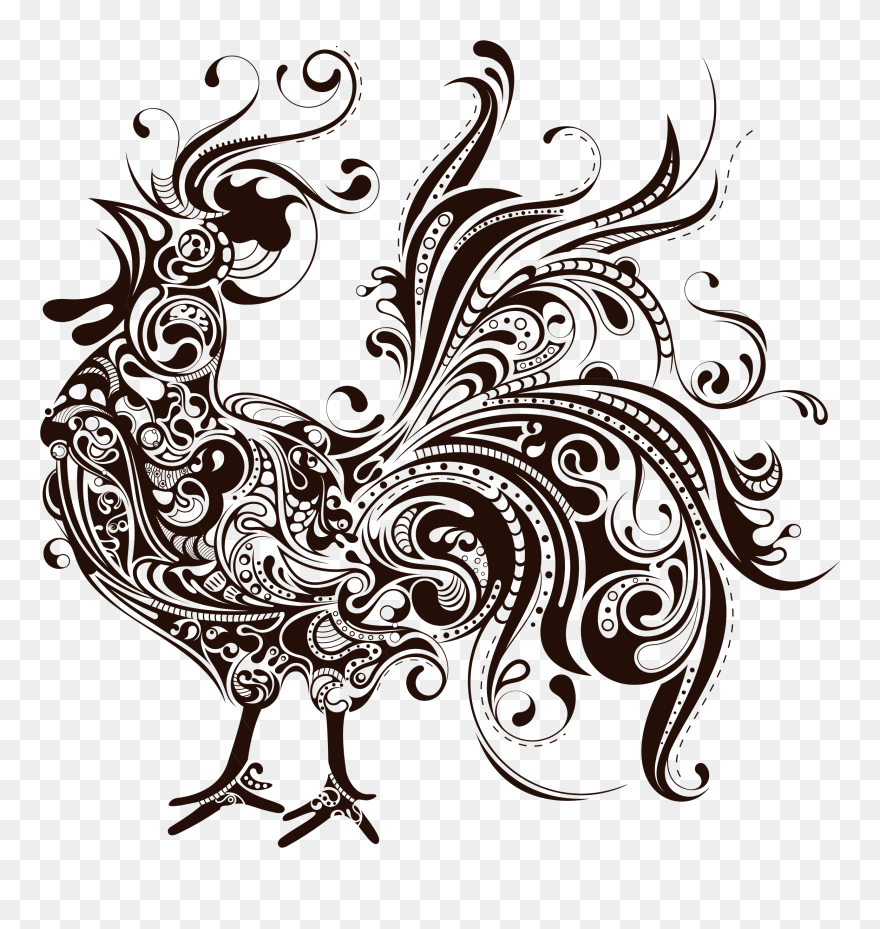 Coloring Clipart Rooster - Silhouettes Of Rooster - Png Download
