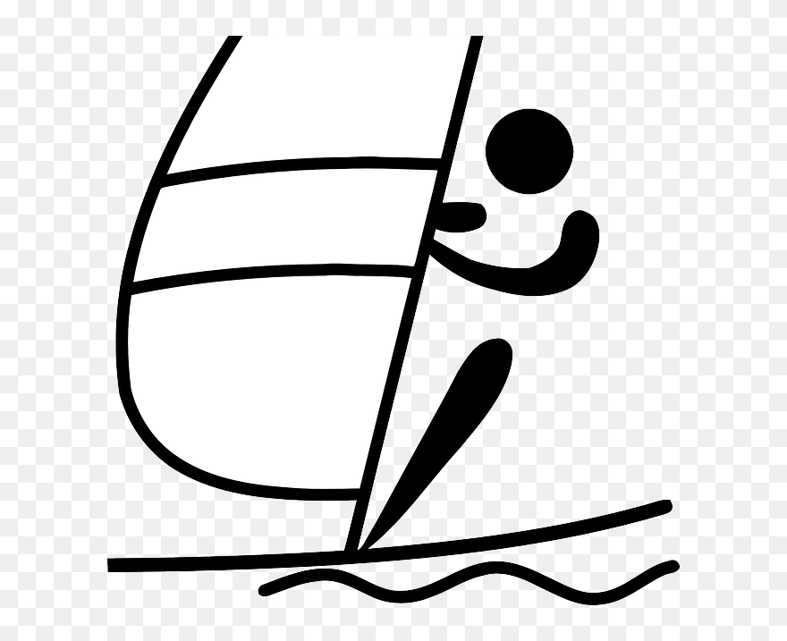 Black, Outline, Sailing, Sport, Person, White, Symbols - Pictograma De Vela Clipart