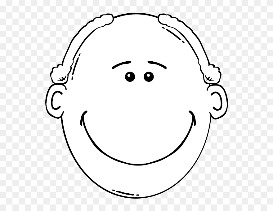 Balding Man Smiling Outline Vector Image - Angry Clip Art Black And White - Png Download