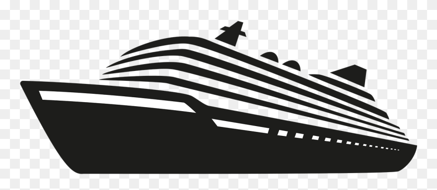Black And White Cruise Ship Clipart - Png Download