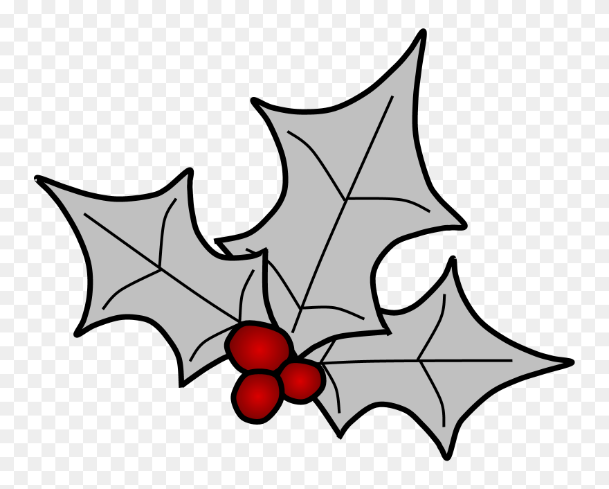 Holly, Berries, Leaves Spread, Silver - Holly Leaves Png Clipart