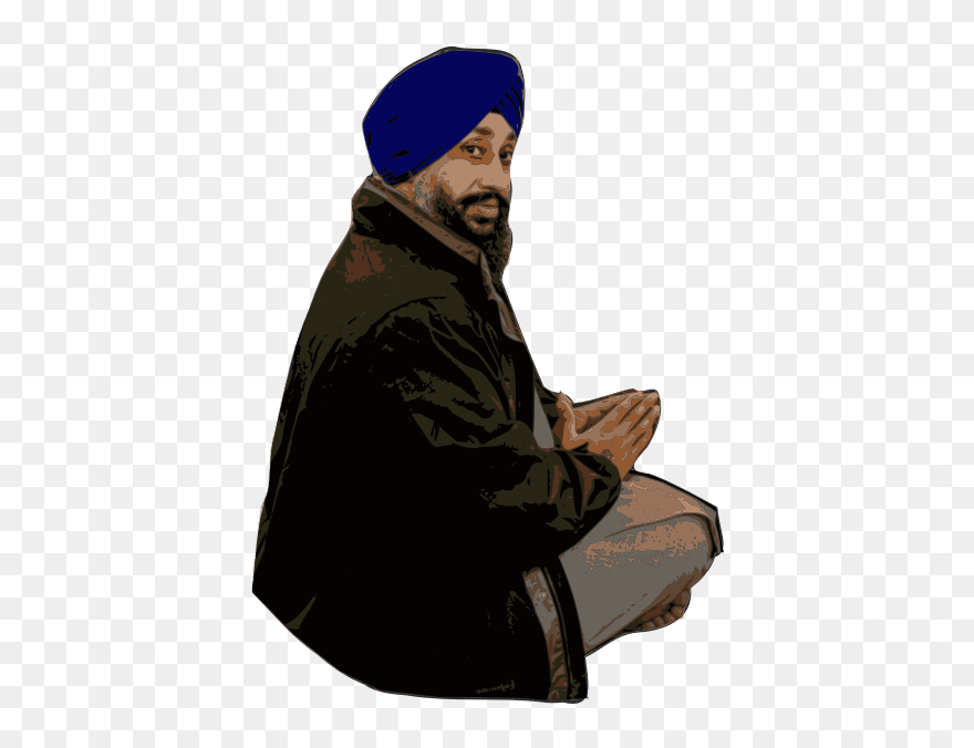 Sikh Man - Isolated - Sikh Man Elderly White Background Sitting Clipart