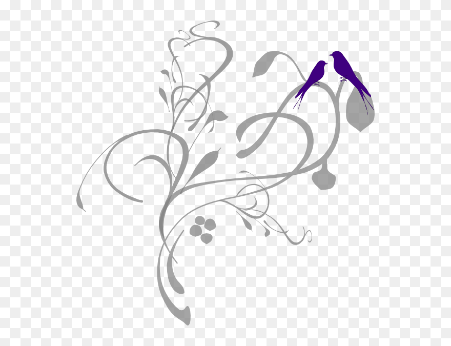 Birds On A Branch Grey/blue Svg Clip Arts - Flower Clipart In Black White Png Transparent Png