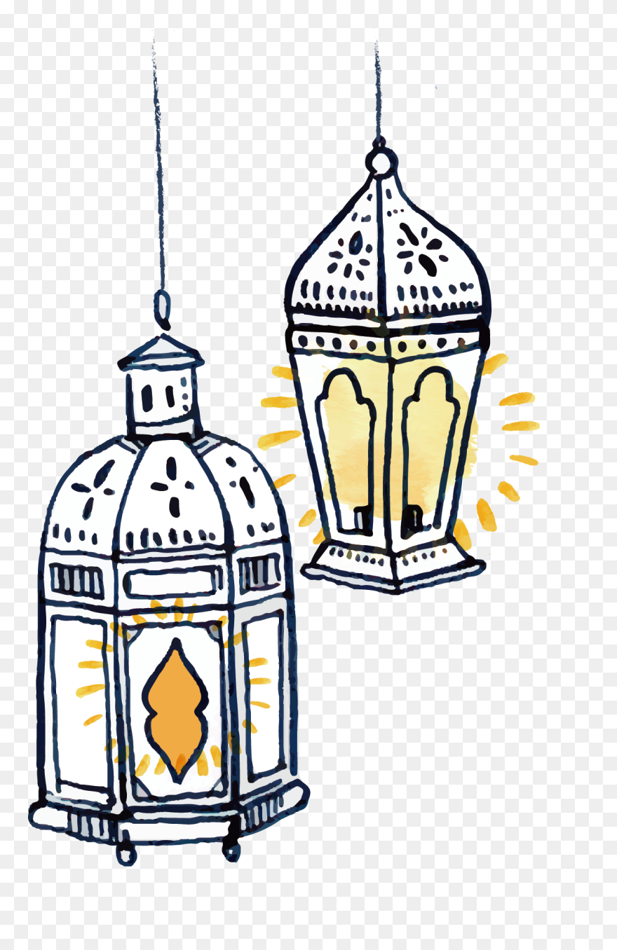 Light Electric Hand Painted - Ramadan Lamp Vector Png Clipart