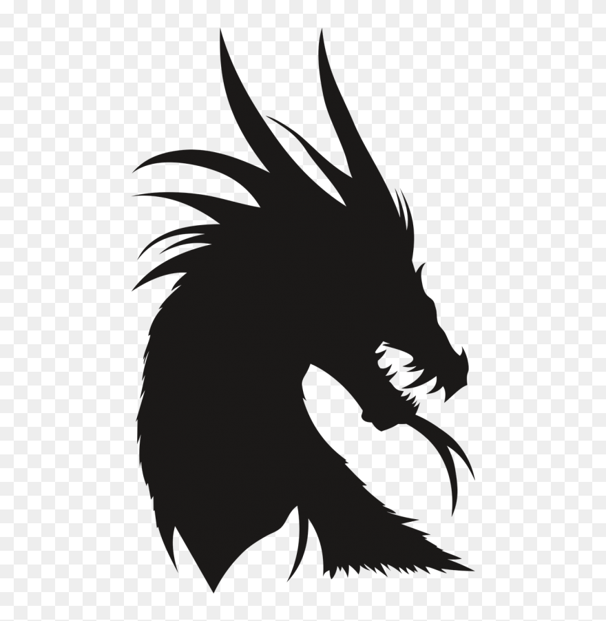 Dragon The Silhouette The Head Of The - Flying Simple Dragon Silhouette Clipart