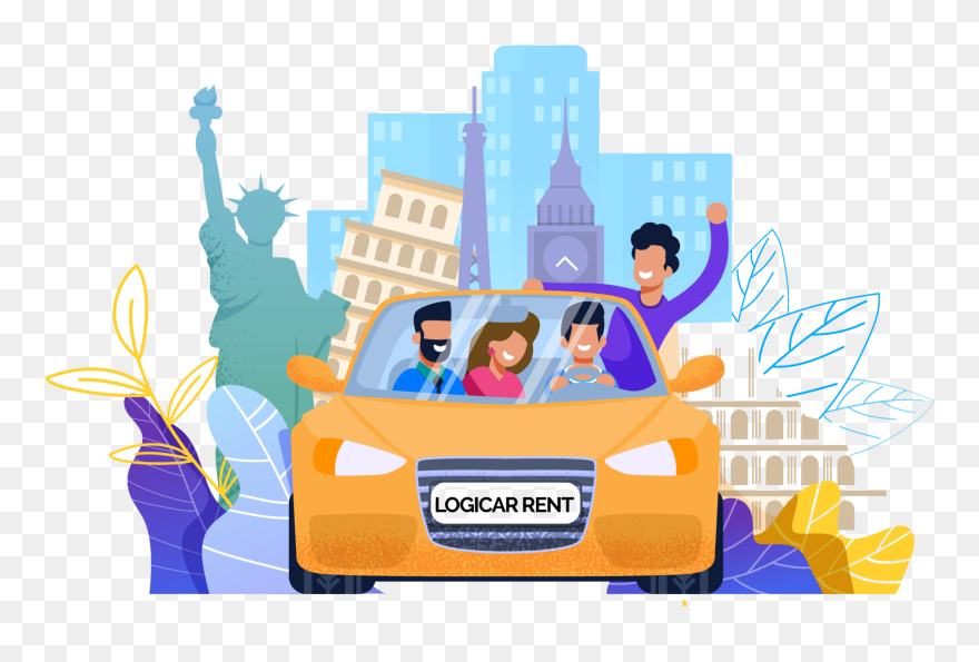 Car Friends Vector Clipart