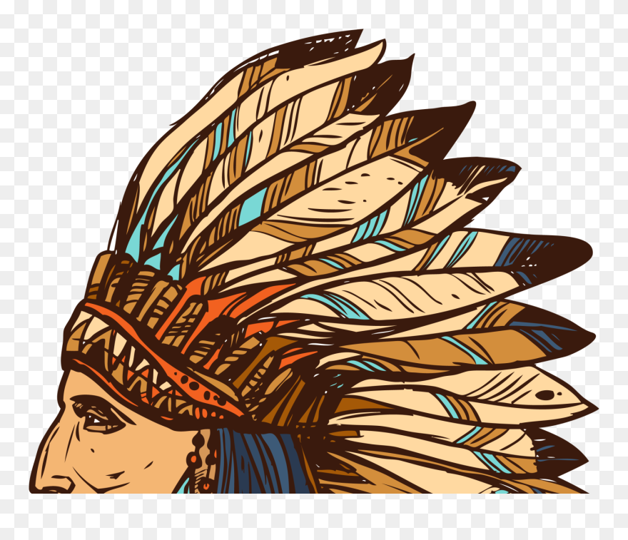 Native American Feather Women Head Clipart