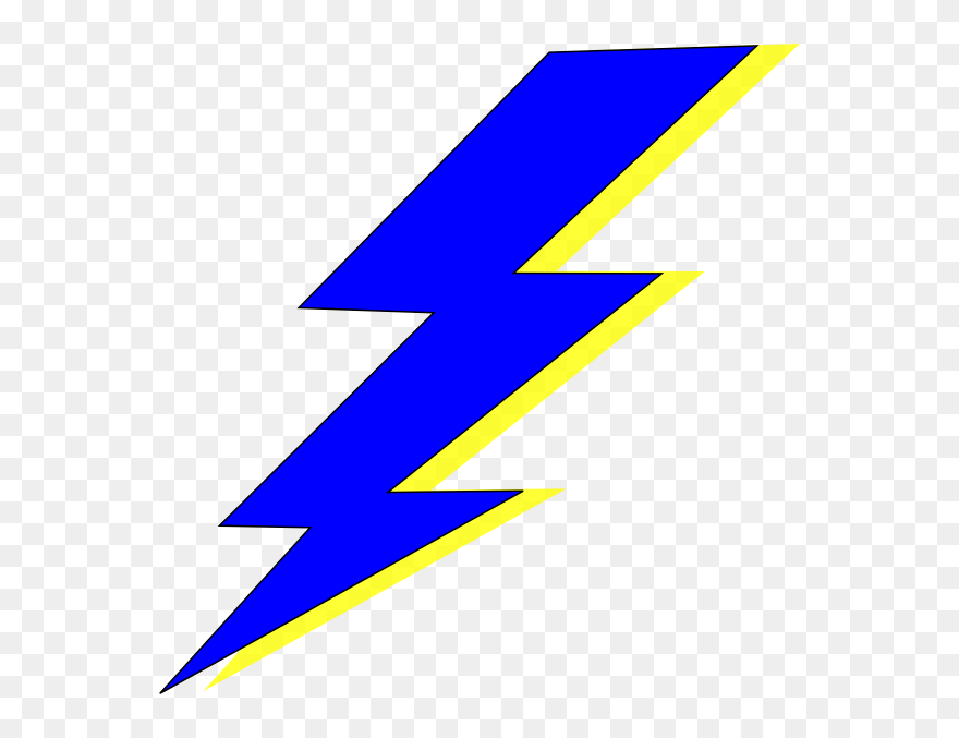 Lightning Black And White Electricity Clip Art - Blue And Yellow Lightning Bolt - Png Download