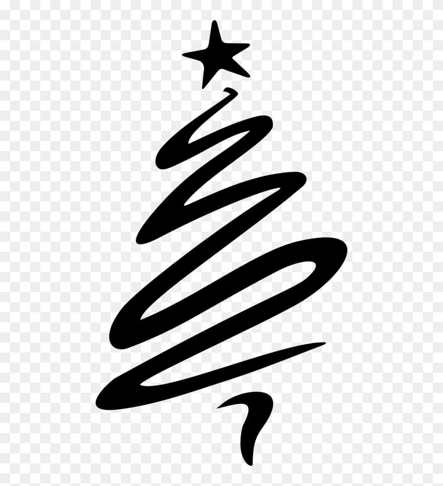 Christmas Fir Star - Black And White Christmas Tree Clipart - Png Download