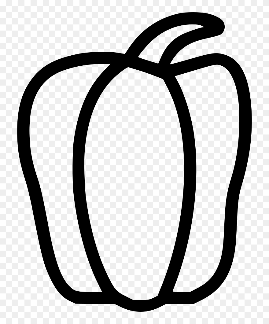 Outline Pepper Clipart Black And White - Capsicum Black And White - Png Download