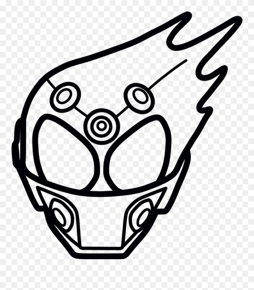 Transparent Knight Helmet Clip Art Black And White - Easy Kamen Rider Drawing - Png Download