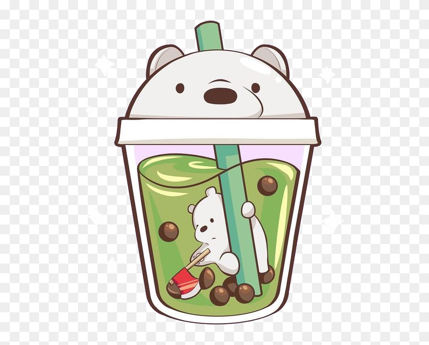 #cute #kawaii #bear #polarbear #tea #greentea #freetoedit - We Bare Bears Boba Clipart