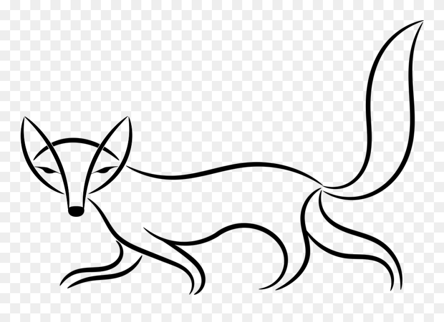 Transparent Elephant Head Clipart - Black And White Free Clip Art Fox - Png Download