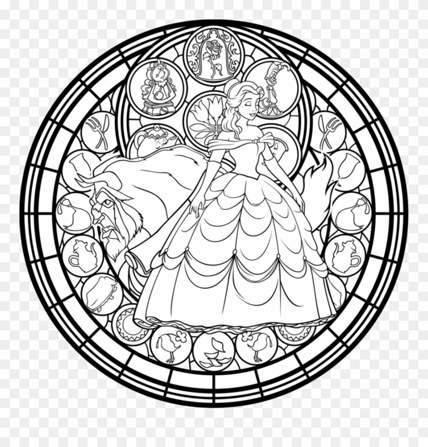 Stained Glass Christmas Coloring Pages Suitable Combine - Beauty And The Beast Adult Coloring Pages Clipart