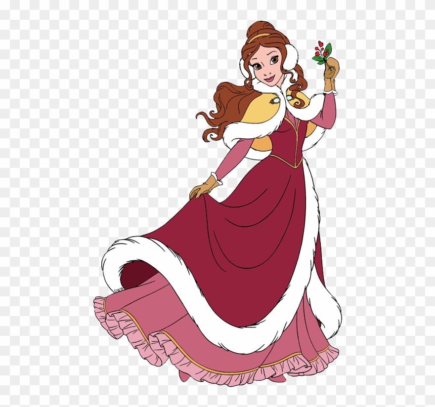 New Belle Holding Mistletoe - Beauty And The Beast: The Enchanted Christmas Clipart