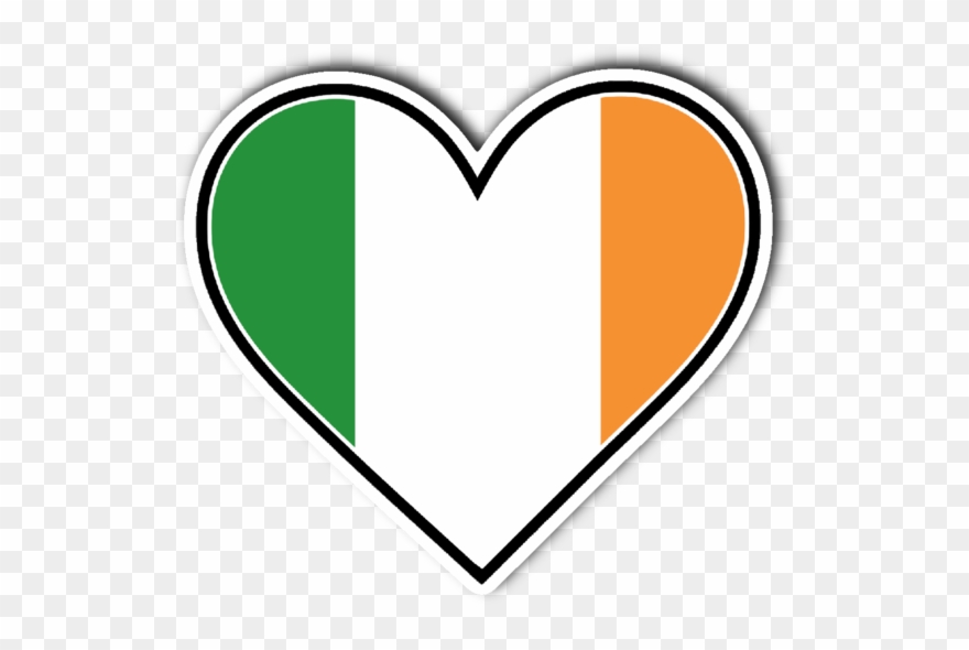 Irish Flag Heart Vinyl Die Cut Sticker - Heart Clipart