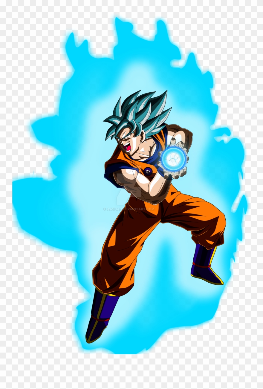 Goku Super Saiyan Blue Kamehameha Pose By Aashananimeart - Goku Ssj Blue Haciendo Kamehameha Clipart