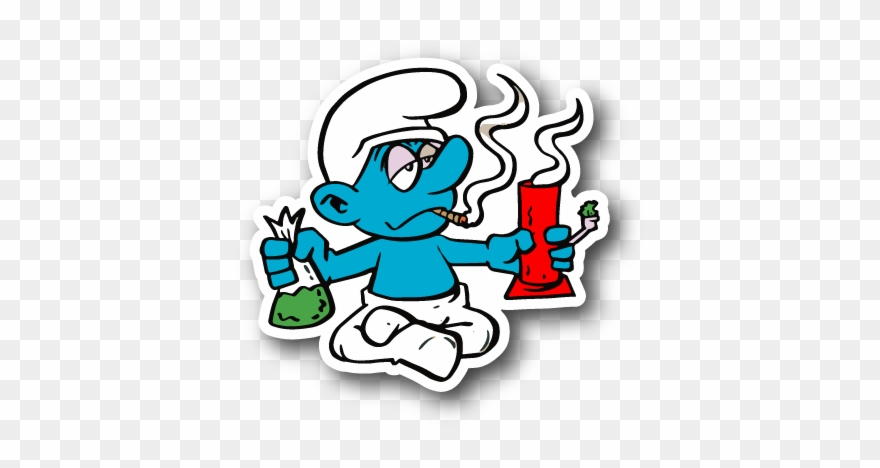 Blue Cartoon Hitting A Bong Sticker Vinyl - Weed Bong Stickers Clipart